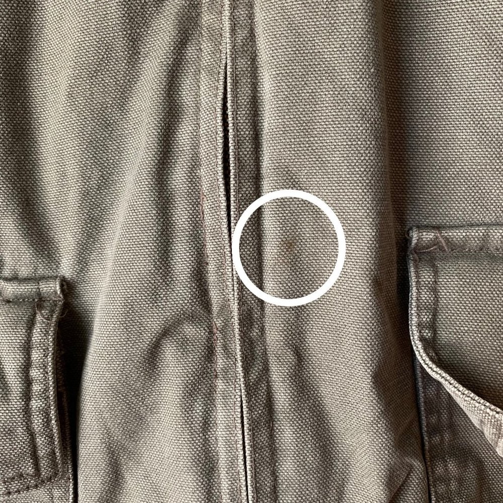 J. CREW Men's Canvas Full Zip Jacket Brown Genuine Leather Collar - Picture 5 of 9